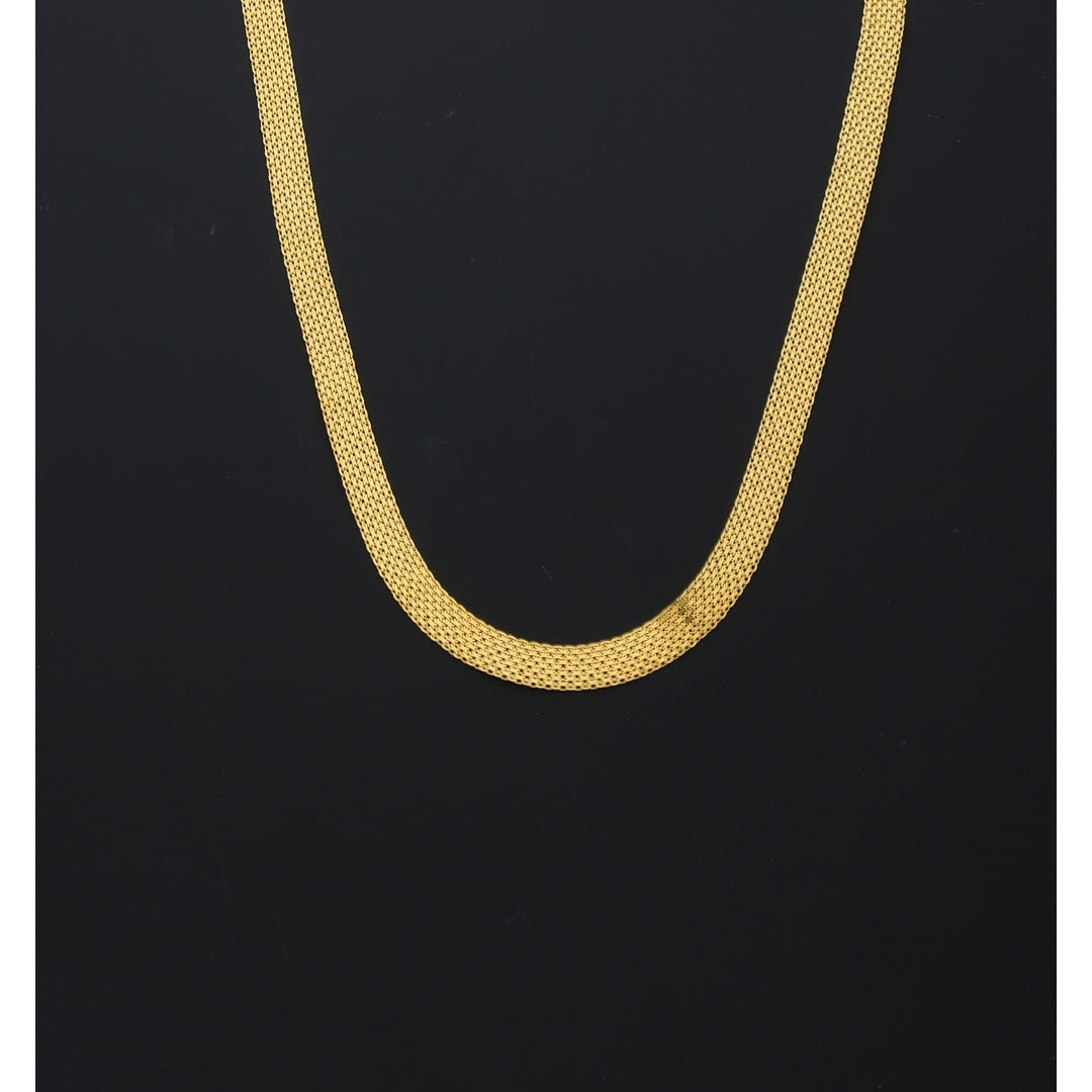 Gold Elegant Mesh Chain Set (Chain with Bracelet) 21KT - FKJCNST21KM10383