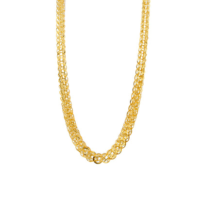 Gold Textured Woven Chain Set (Chain with Bracelet) 21KT - FKJCNST21KM10385