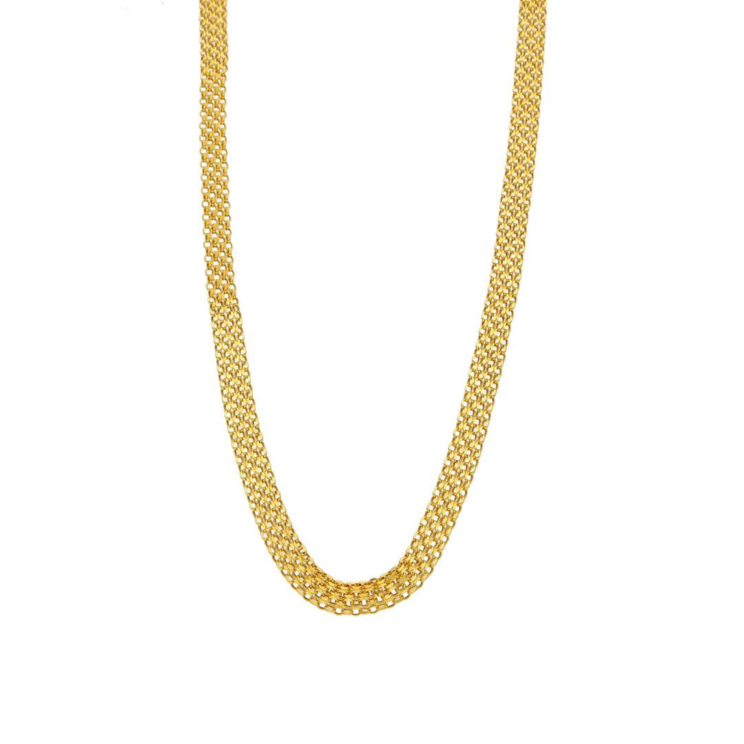 Gold Elegant Flat Link Chain Set (Chain with Bracelet) 21KT - FKJCNST21KM10386