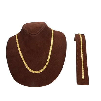 Gold Classic Braided Chain Set (Chain with Bracelet) 21KT - FKJCNST21KM10389