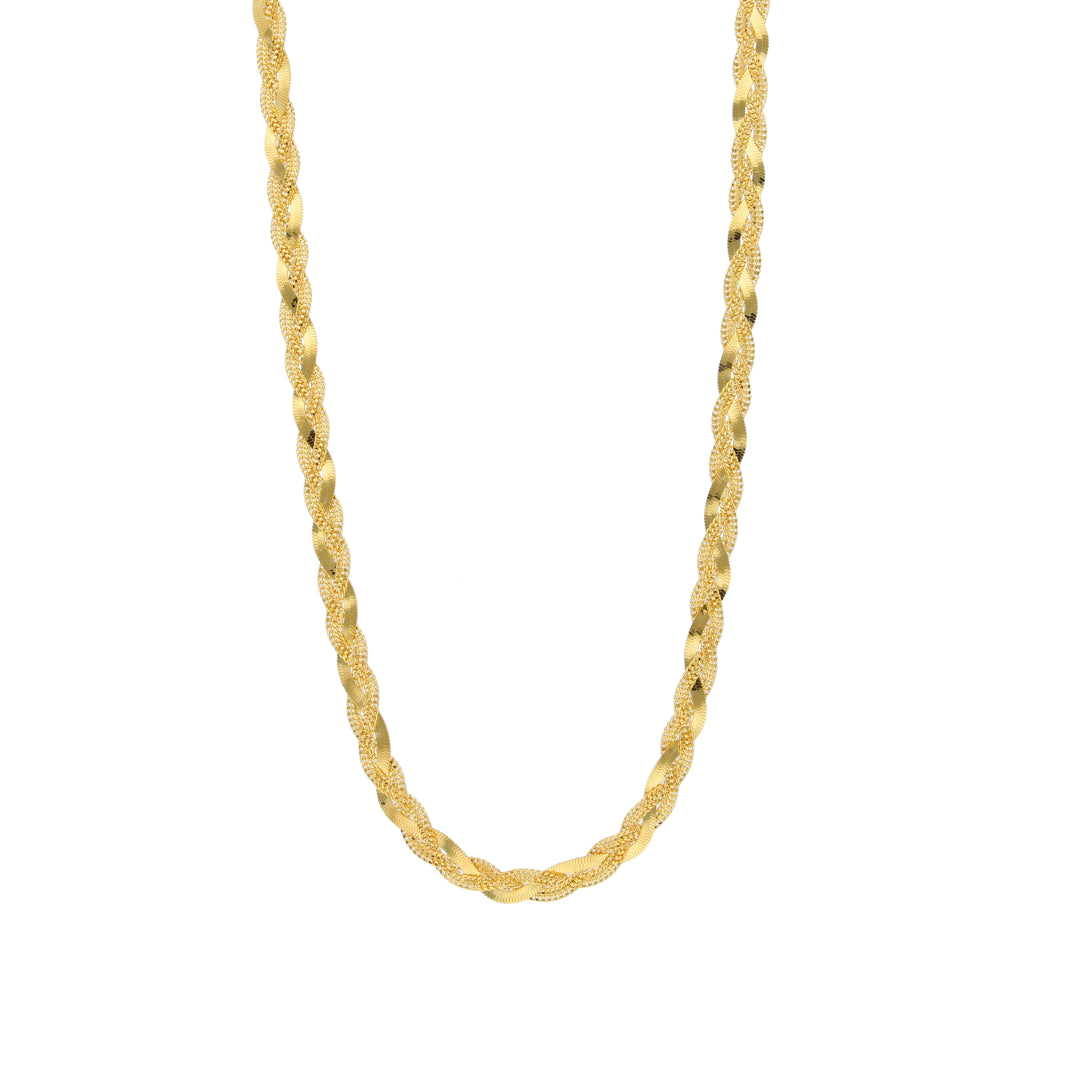 Gold Classic Braided Chain Set (Chain with Bracelet) 21KT - FKJCNST21KM10389