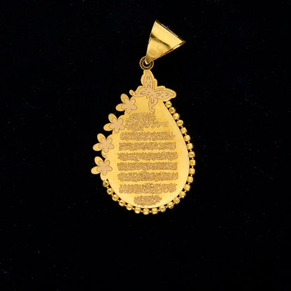 Gold Engraved Teardrop Pendant 21KT - FKJPND21KM10524