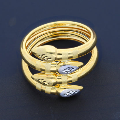 Gold Polished Dual-Tone Teardrop Ring 18KT - FKJRN18K10314