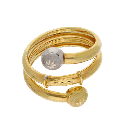 Gold Orbit Twin Ball Ring 18KT - FKJRN18K10320