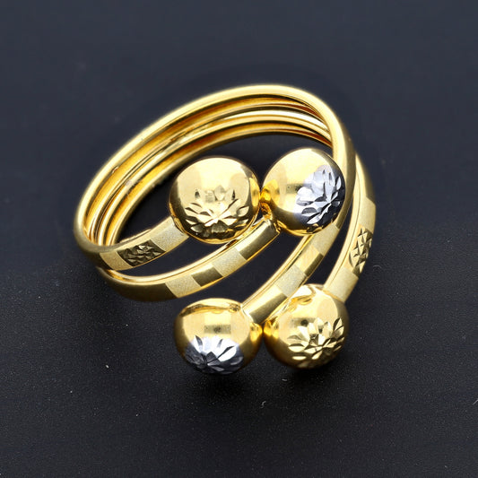 Gold Two Tone Ball Ring 18KT - FKJRN18K10321