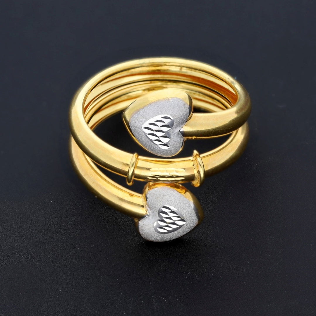 Gold Twin Hearts Ring 18KT - FKJRN18K10322