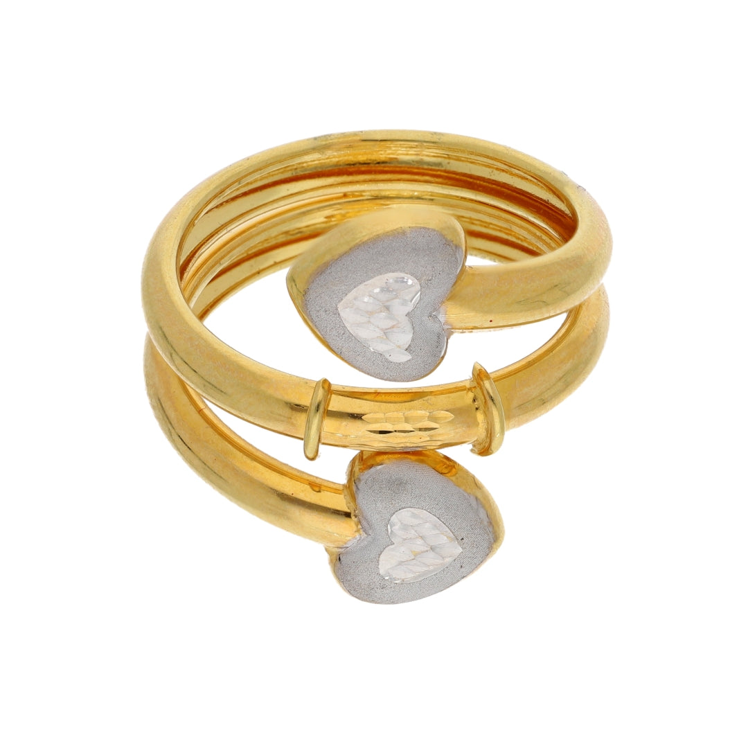 Gold Twin Hearts Ring 18KT - FKJRN18K10322