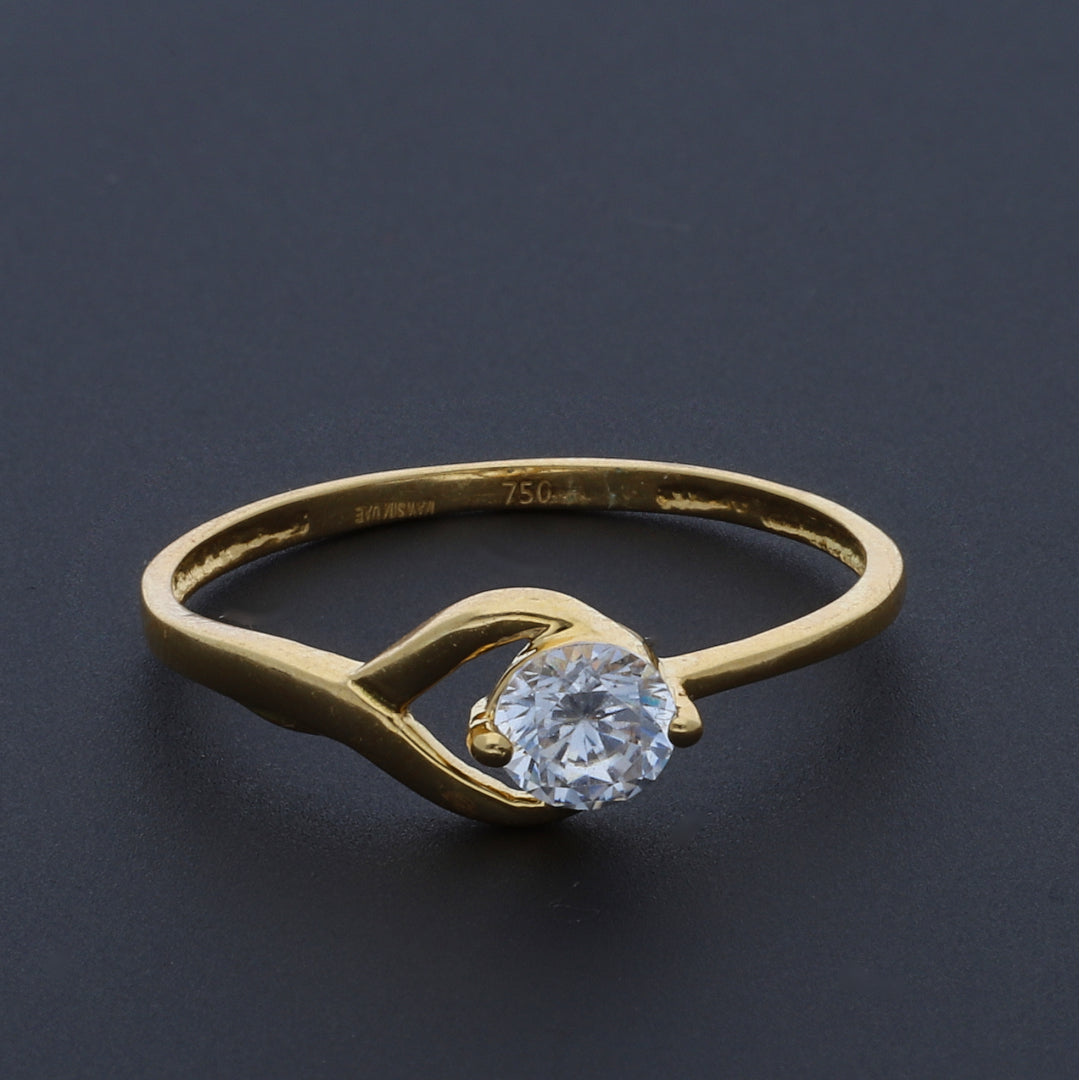 Gold Minimalist Solitaire Ring 18KT - FKJRN18K10419