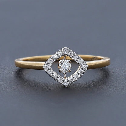 Gold Square Design Ring 18KT - FKJRN18K10438