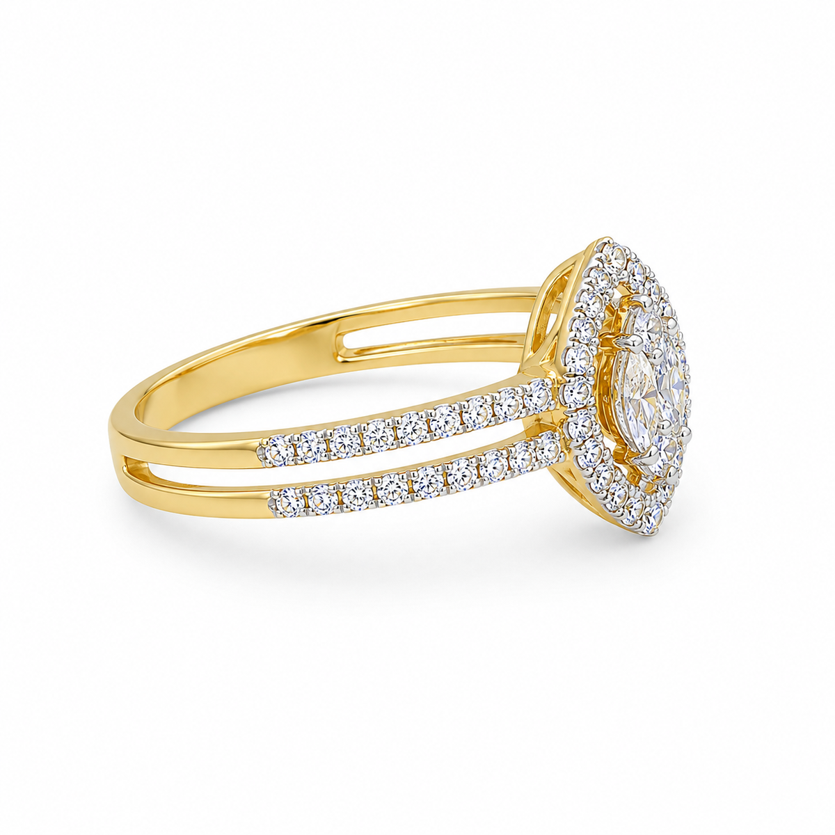 Round Brilliant Cut Diamond Ring in 18KT Yellow Gold - FKJRN18KMD12104