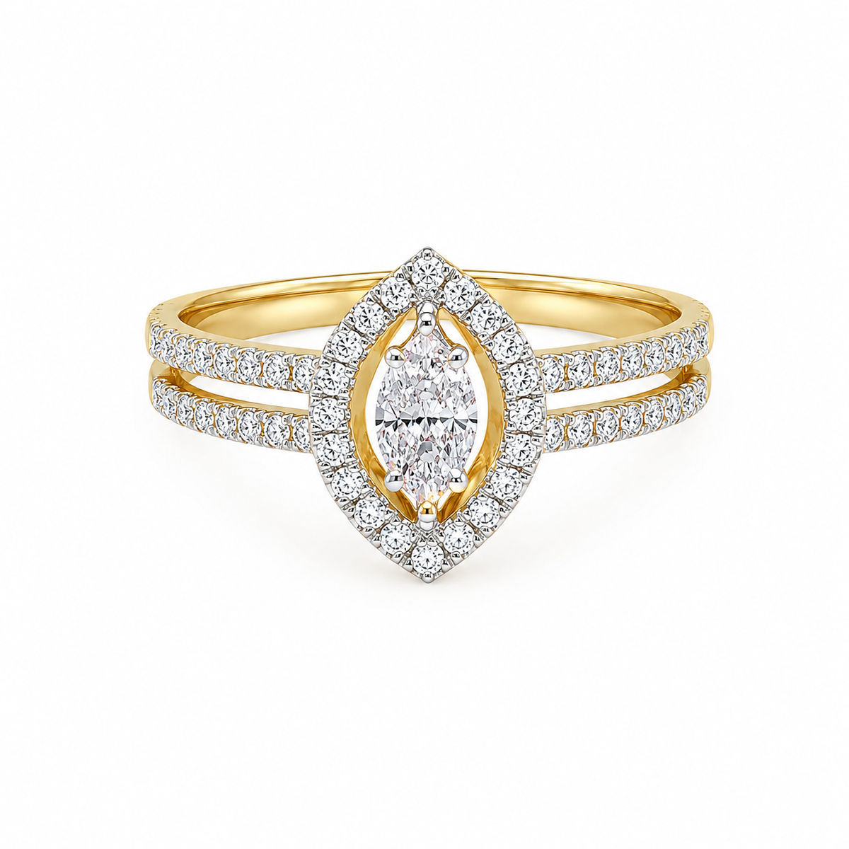 Round Brilliant Cut Diamond Ring in 18KT Yellow Gold - FKJRN18KMD12104