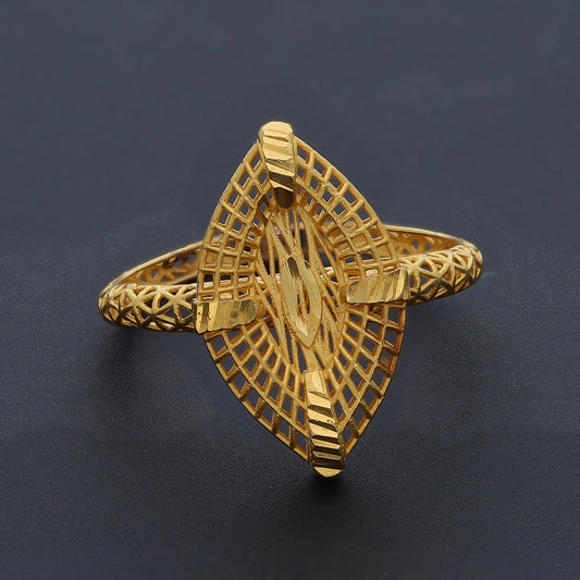 Gold Filigree Leaf Shape Ring 21KT - FKJRN21KM10444