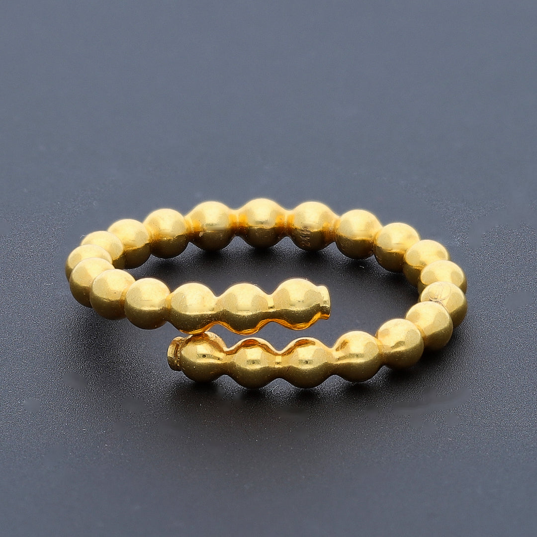 Gold Beaded Open Ring 21KT - FKJRN21KM10445