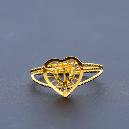 Gold Heart Shaped Turkish Design Ring 21KT - FKJRN21KM10451