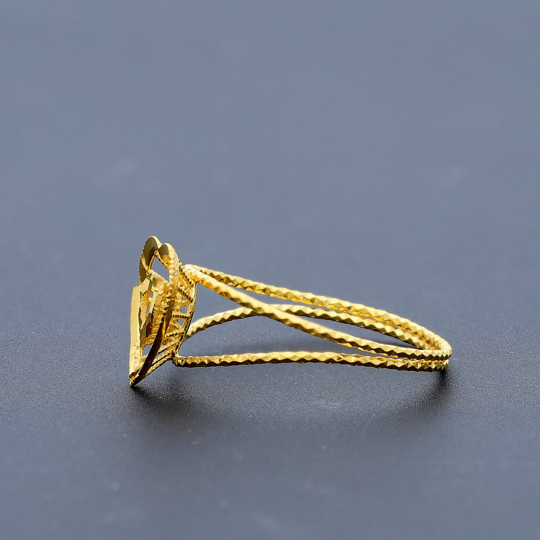 Gold Heart Shaped Turkish Design Ring 21KT - FKJRN21KM10451