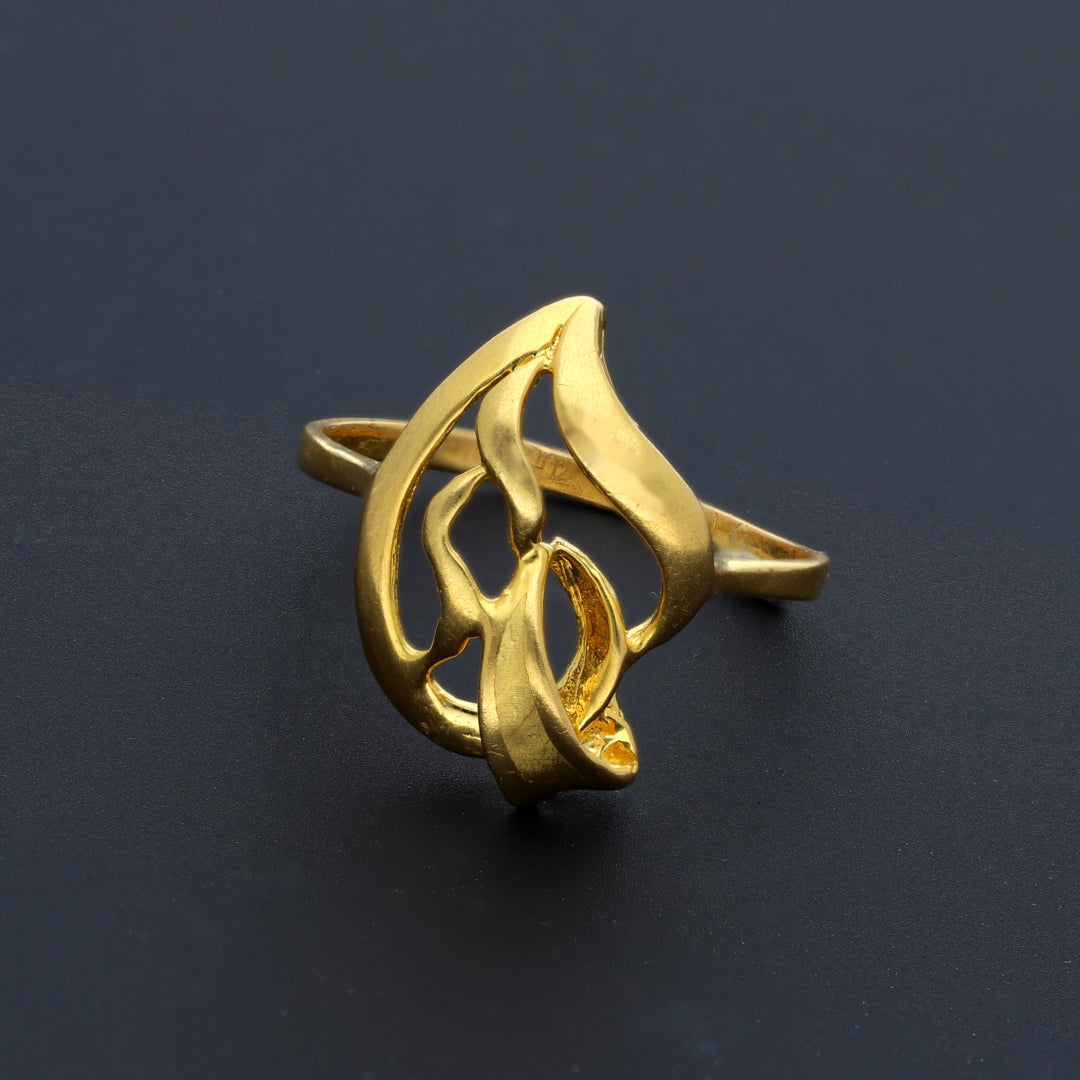 Gold Leaf Shaped Ring 21KT - FKJRN21KM10455