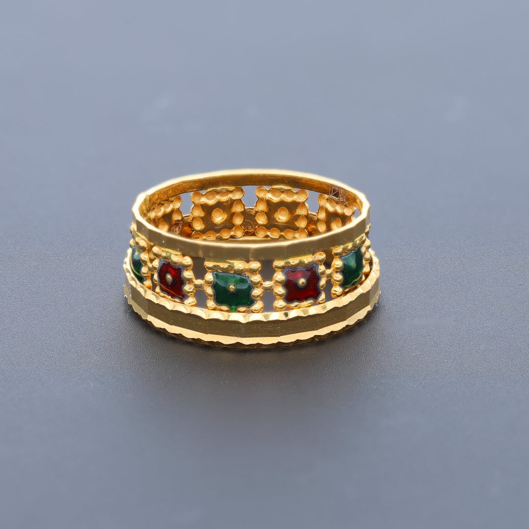 Gold Green & Red Ring 21KT - FKJRN21KM10465