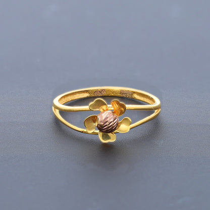 Gold Flower Shaped Ring 21KT - FKJRN21KM10466