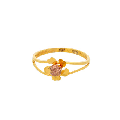 Gold Flower Shaped Ring 21KT - FKJRN21KM10466