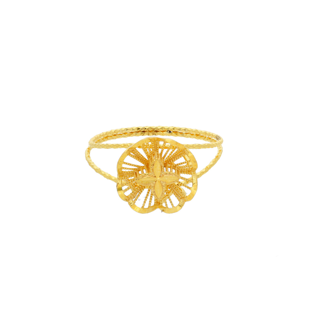 Gold Turkish Design Flower Shaped Ring 21KT - FKJRN21KM10467