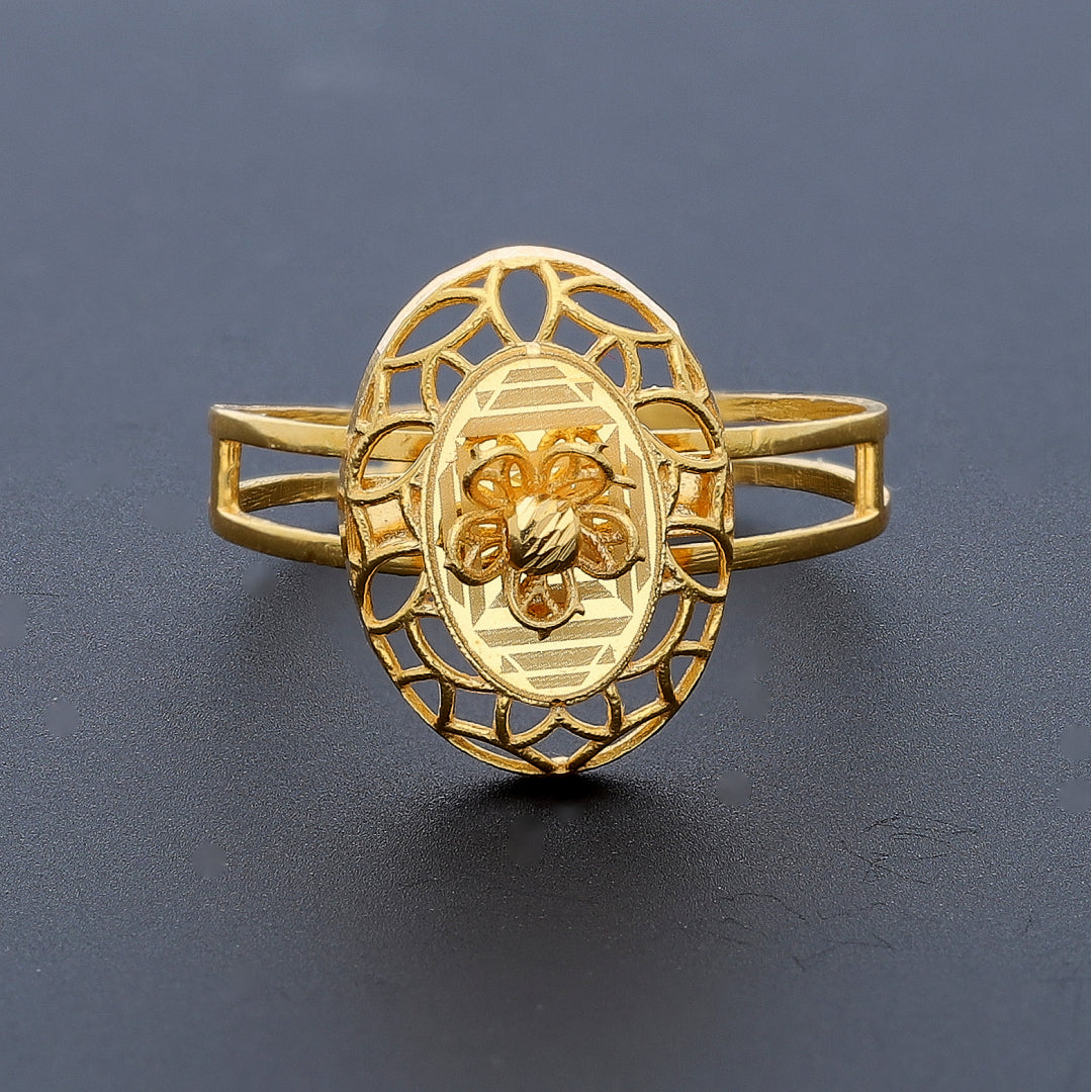 Gold Ornate Hollow Ring 21KT - FKJRN21KM10474