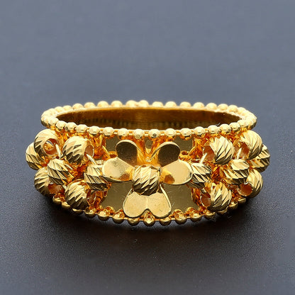 Gold Beaded Band Ring 21KT - FKJRN21KM10475