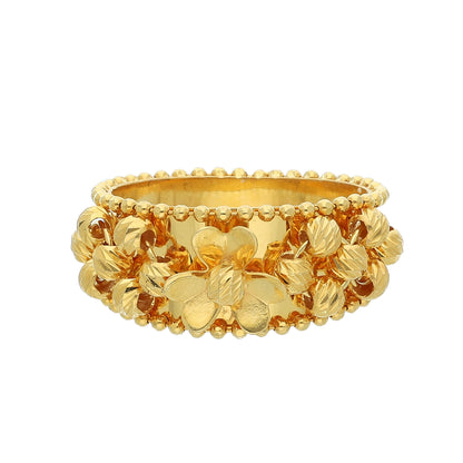 Gold Beaded Band Ring 21KT - FKJRN21KM10475