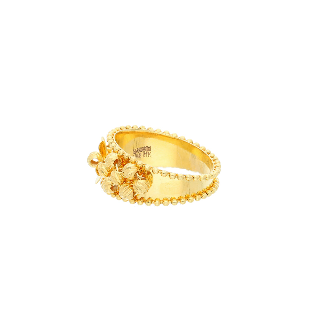 Gold Beaded Band Ring 21KT - FKJRN21KM10475