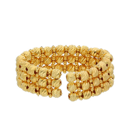 Gold Triple Layer Beaded Ring 21KT - FKJRN21KM10477