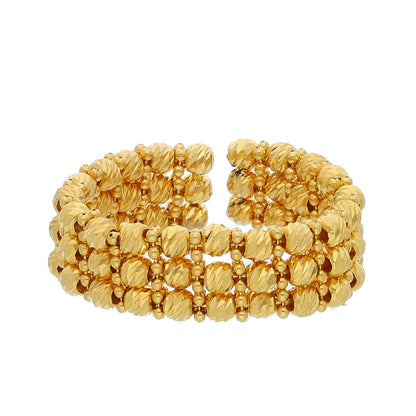 Gold Triple Layer Beaded Ring 21KT - FKJRN21KM10477