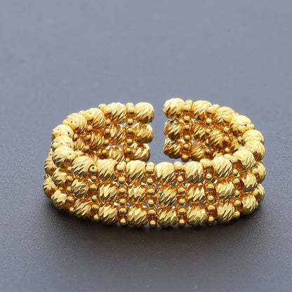 Gold Triple Layer Beaded Ring 21KT - FKJRN21KM10477