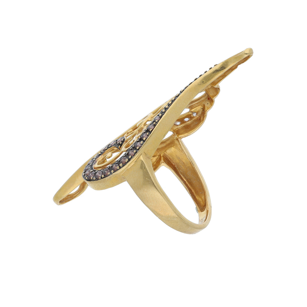 Gold Designer Diamond Leaf Ring 21KT - FKJRN21KM10479