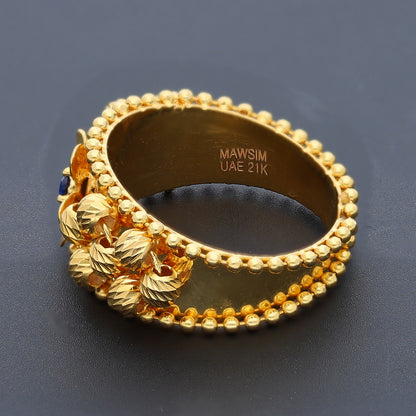 Gold Floral Blue Ring 21KT - FKJRN21KM10487