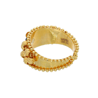 Gold Floral Blue Ring 21KT - FKJRN21KM10487