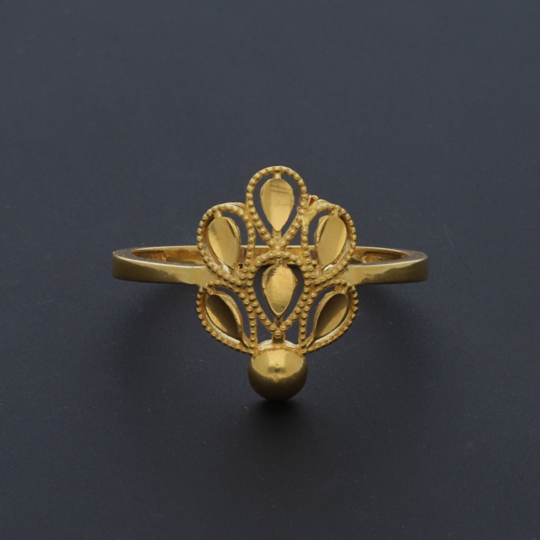 Gold Elegant Filigree Ring 21KT - FKJRN21KM10527