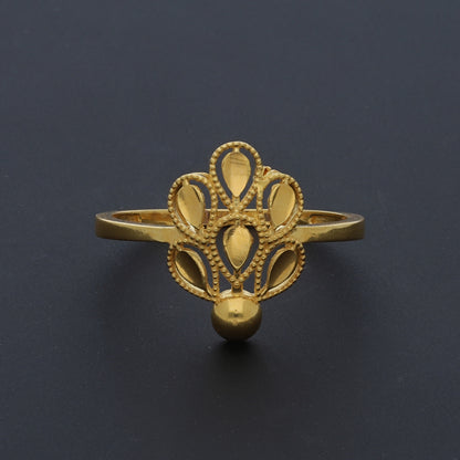 Gold Elegant Filigree Ring 21KT - FKJRN21KM10527