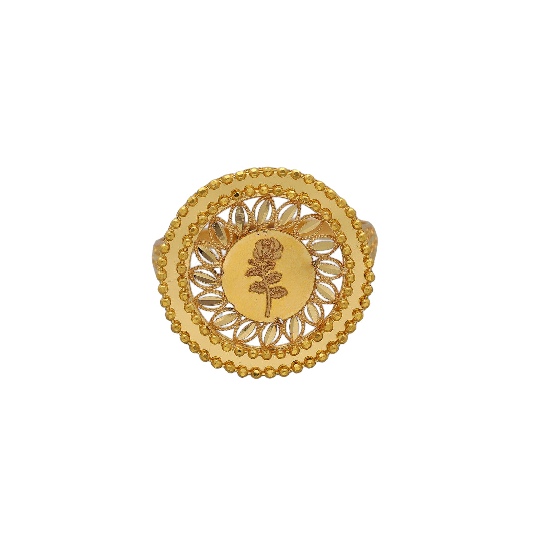 Gold Filigree Rose Ring 21KT - FKJRN21KM10870