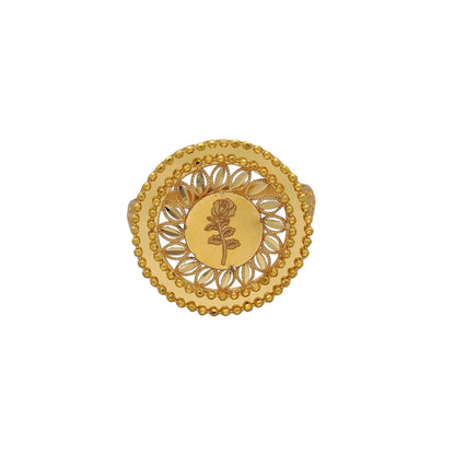 Gold Filigree Rose Ring 21KT - FKJRN21KM10870