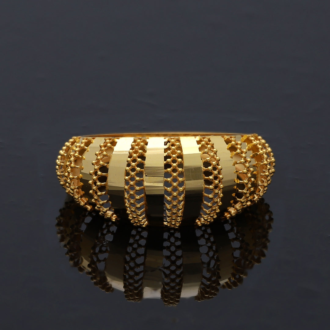 Gold Striped Dome Ring 21KT - FKJRN21KM10871