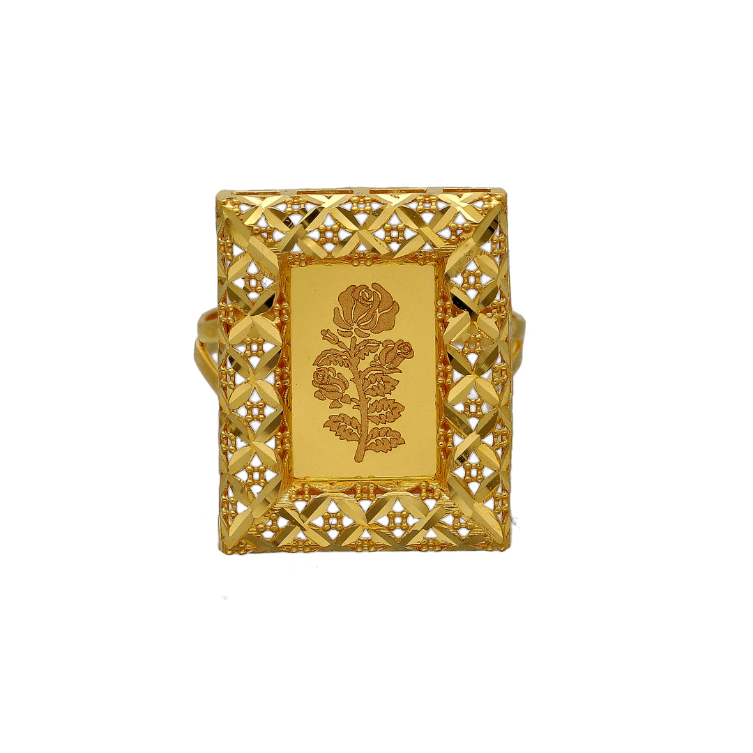 Gold Rose Frame Ring 21KT - FKJRN21KM10880
