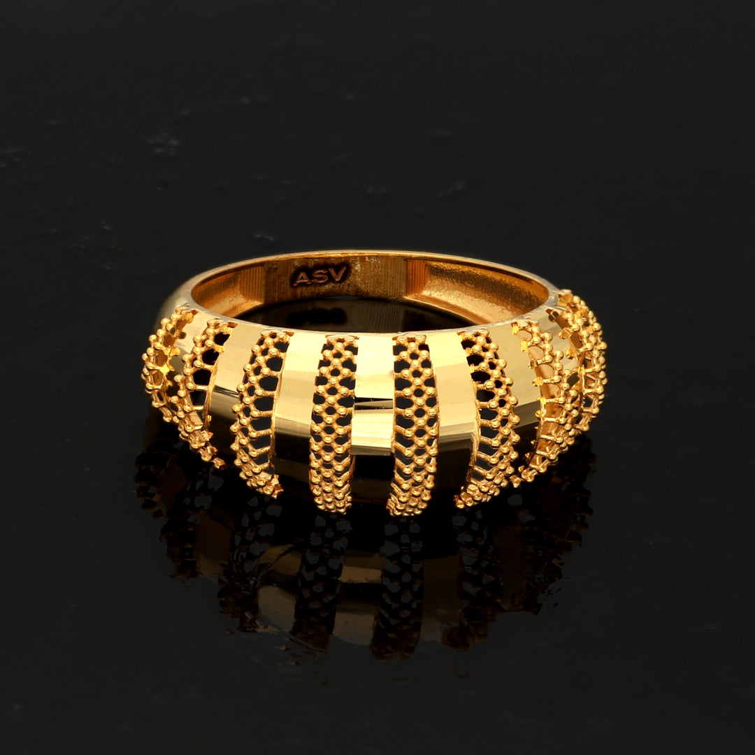 Gold Textured Dome Ring 21KT - FKJRN21KM10885