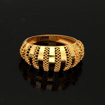 Gold Textured Dome Ring 21KT - FKJRN21KM10885