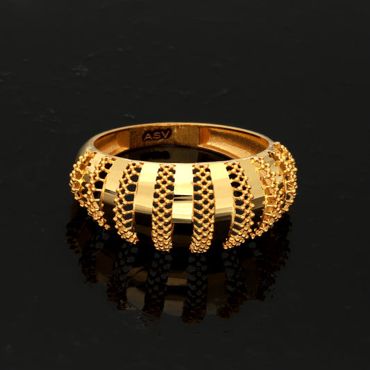 Gold Textured Dome Ring 21KT - FKJRN21KM10885