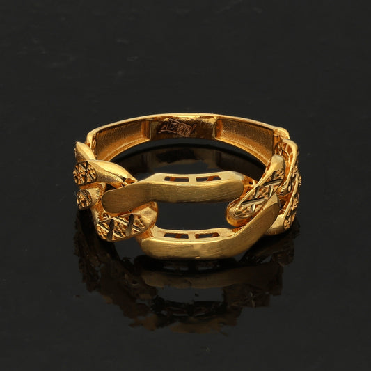 Gold Intricate Link Ring 21KT - FKJRN21KM10895