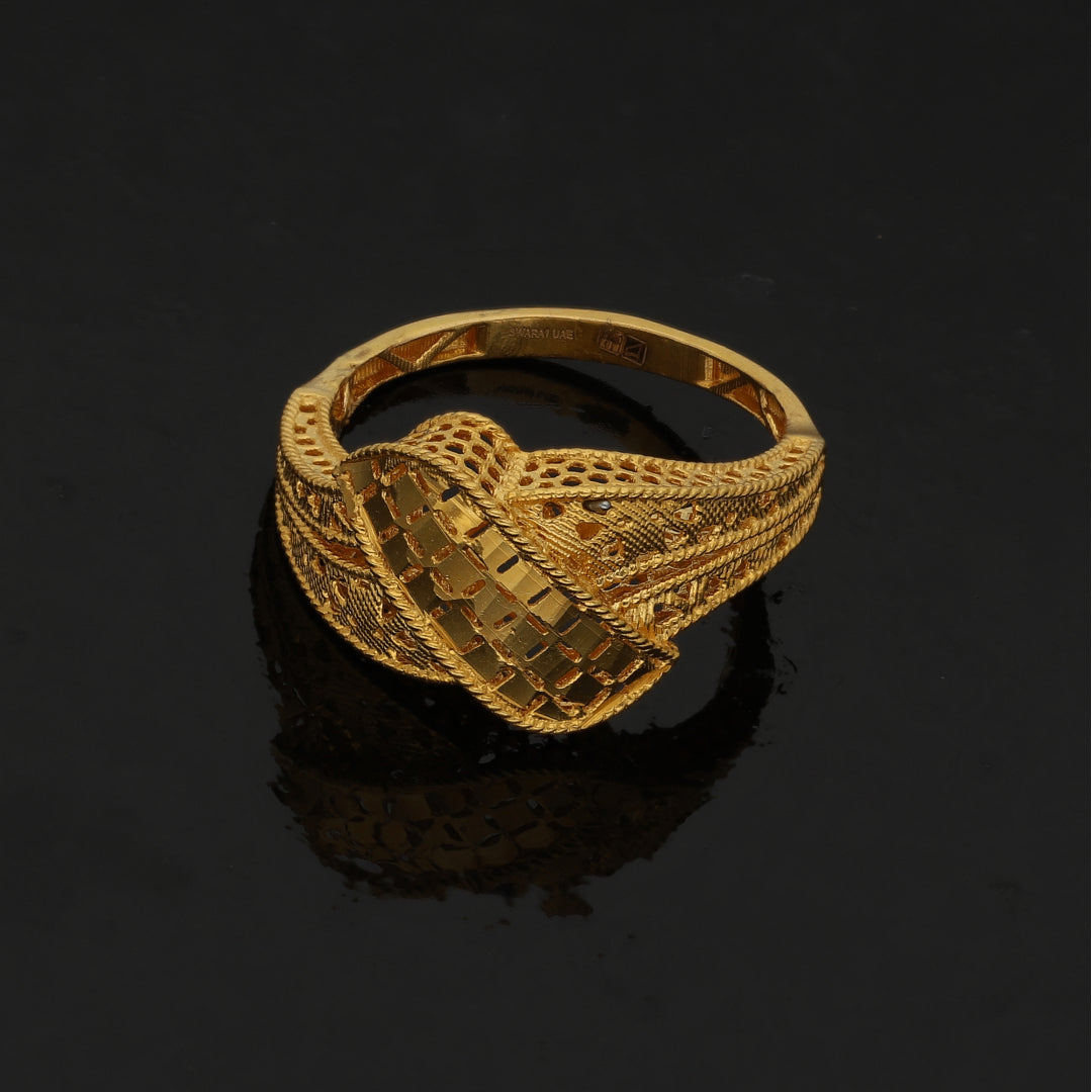 Gold Woven Pattern Ring 21KT - FKJRN21KM10897