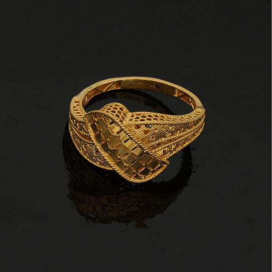 Gold Woven Pattern Ring 21KT - FKJRN21KM10897