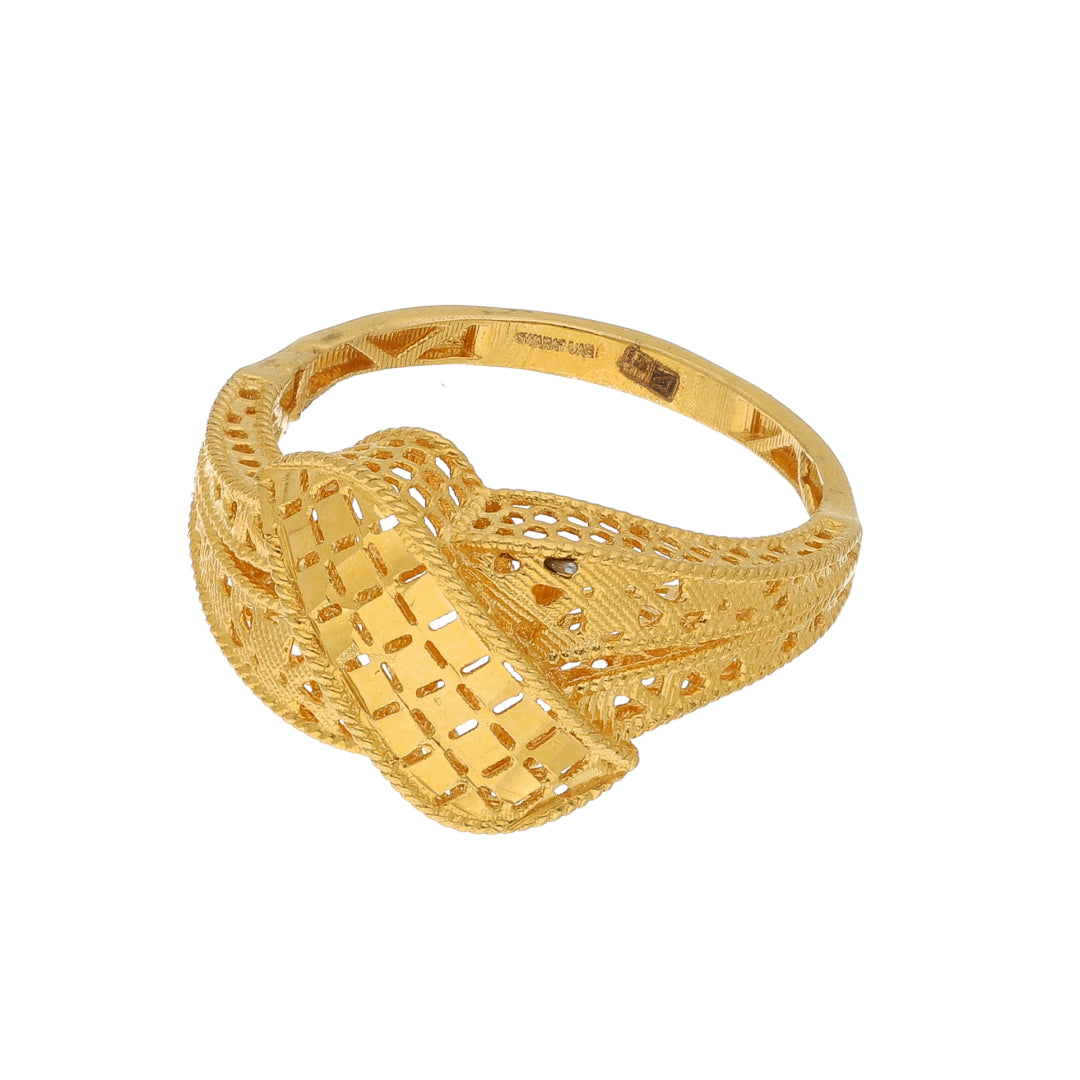 Gold Woven Pattern Ring 21KT - FKJRN21KM10897