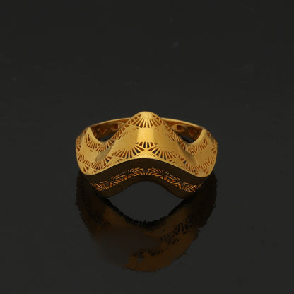 Gold Dune Filigree Ring 21KT - FKJRN21KM10898