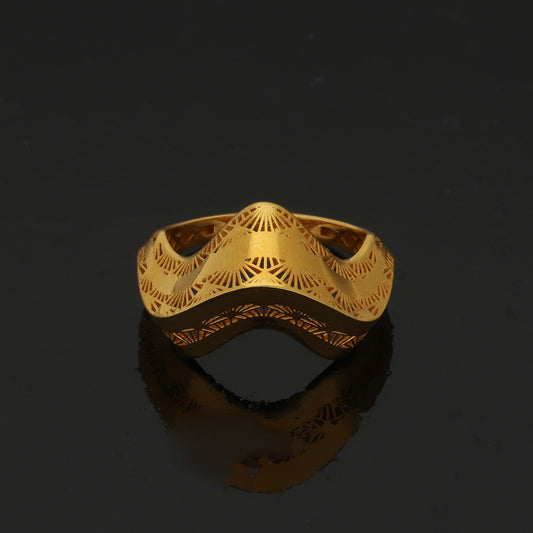 Gold Dune Filigree Ring 21KT - FKJRN21KM10898
