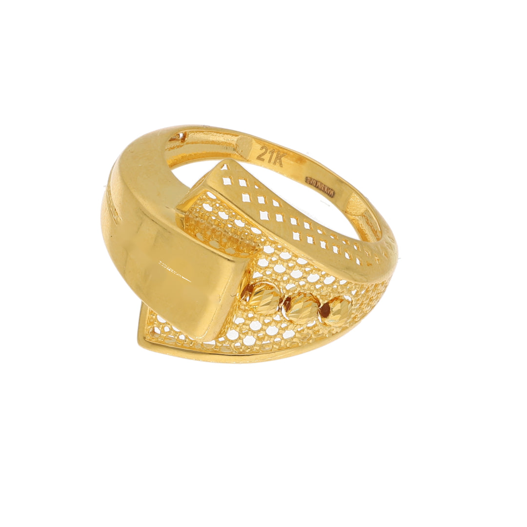 Gold Geo Weave Ring 21KT - FKJRN21KM10899